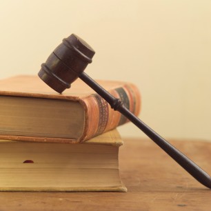 Gavel and books